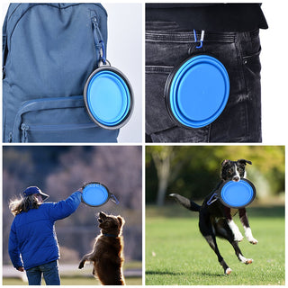 Zusammenklappbar Silikon-Hundefutter-Wassernapf-Frisbee